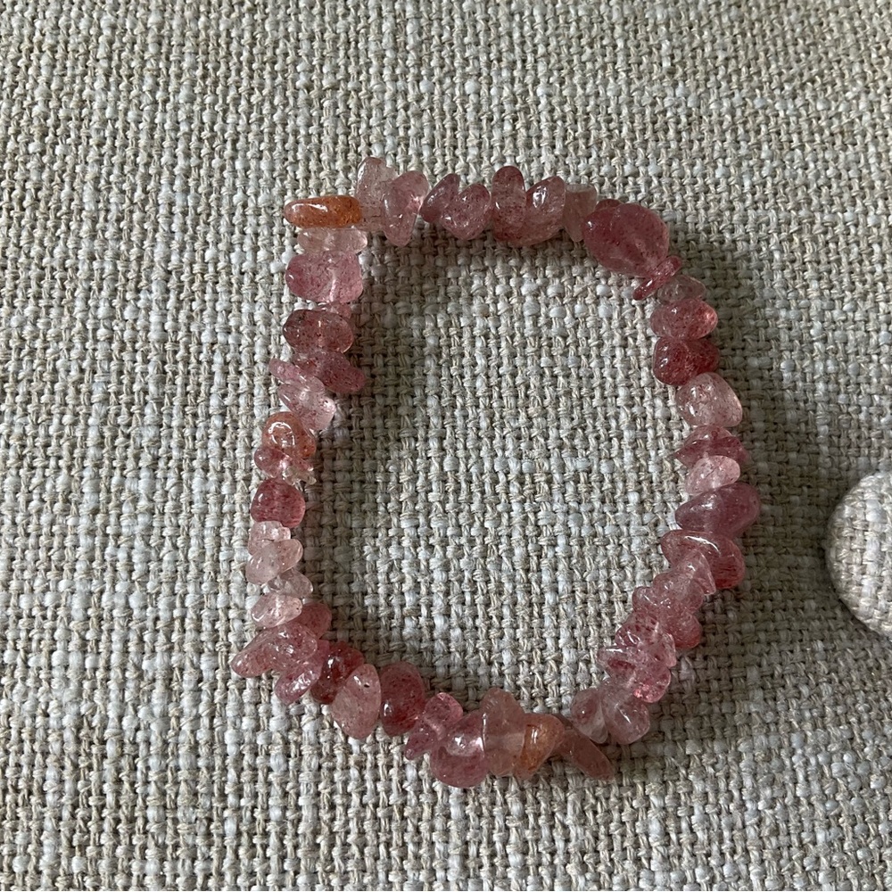 Pink Crystal Cherry Quartz Chip Stretch Bracelet - Women Jewelry